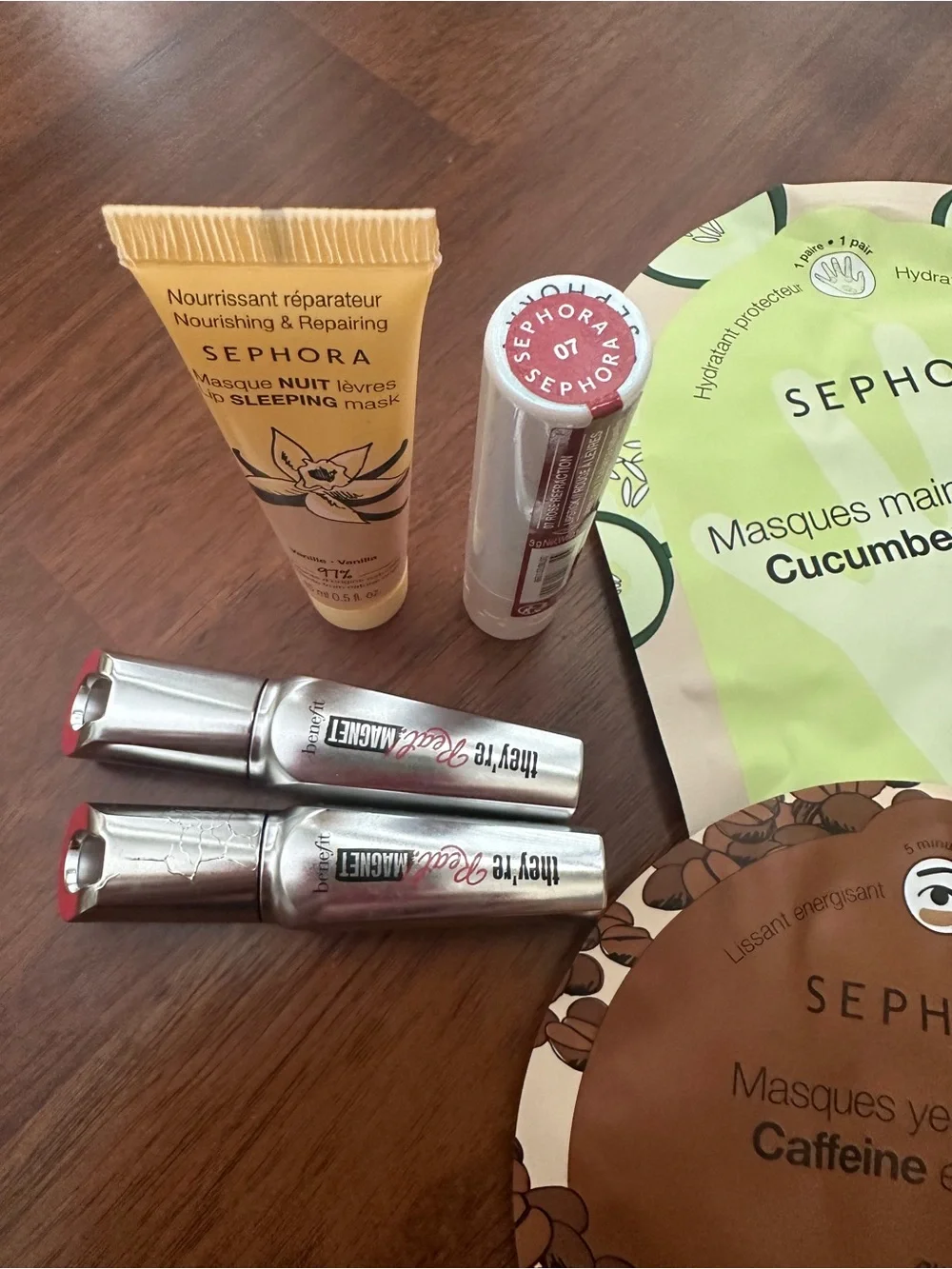 Sephora Cucumber & Caffeine Eye and Hand Mask Set - Benefit Mascara Bundle